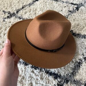 Brown Wide Brim Fedora Hat